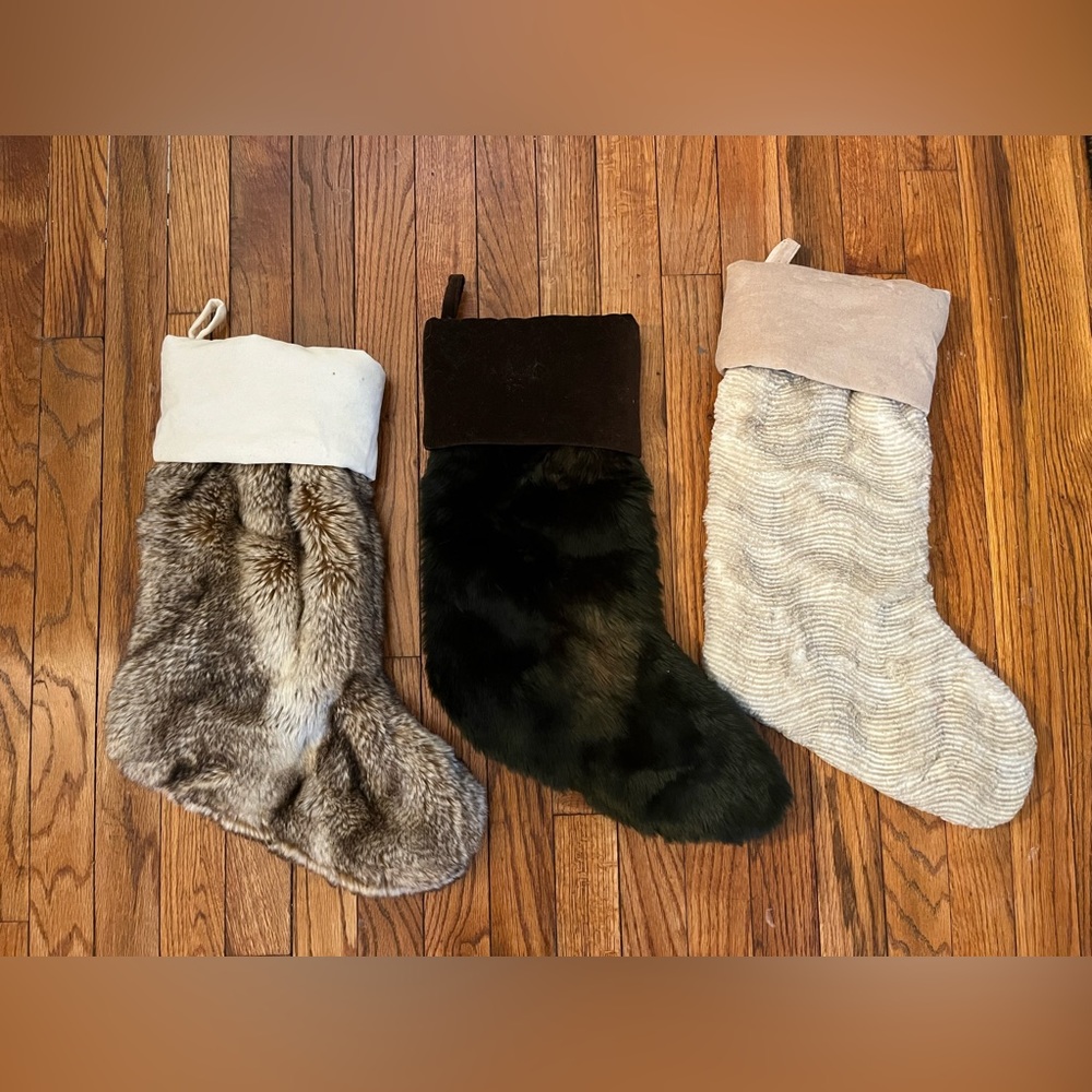 Christmas Stockings - Set of 3 Plush Pottery Barn stockings
